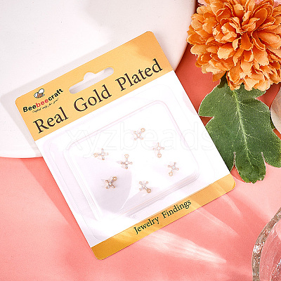 10Pcs Brass Clear Cubic Zirconia Tiny Cross Charms KK-BBC0015-92-1