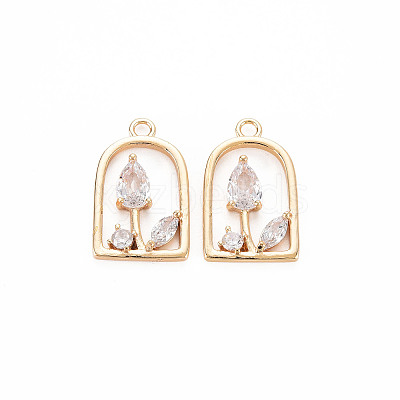 Brass Micro Pave Cubic Zirconia Pendants KK-N232-304A-1