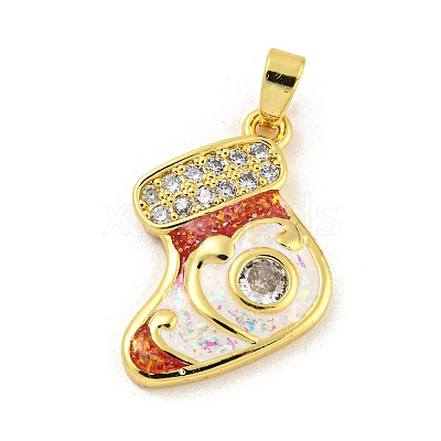 Christmas Brass Micro Pave Cubic Zirconia Pendants KK-H468-02D-01G-1