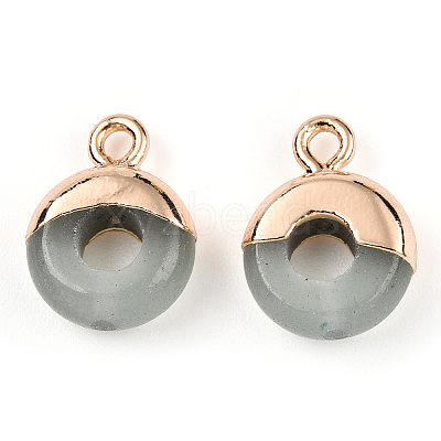 Natural Green Aventurine Flat Round/Donut Charms G-I347-11-1