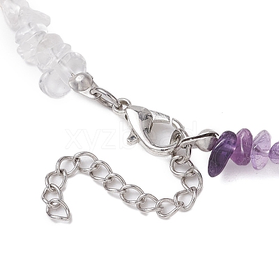 Natural Rose Quartz & Quartz Crystal & Amethyst Chip Beaded Necklaces NJEW-JN05099-04-1