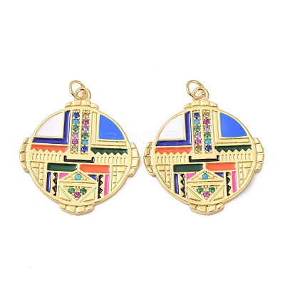 Brass Cubic Zirconia Pendants ZIRC-C024-25G-1