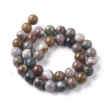 Natural Ocean Jasper Beads Strands G-F668-26-10mm-1