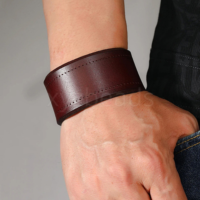 Flat Sided Cowhide Leather Cord Bracelets BJEW-CL0001-59-1