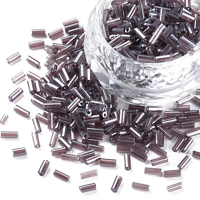 Transparent Colours Luster Glass Bugle Beads SEED-N005-001-A03-1