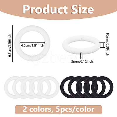 10Pcs 2 Colors Ring Silicone Beads SIL-DC0001-79-1