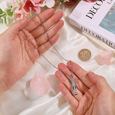 304 Stainless Steel Rectangle with Tree of Life Pendant Urn Ashes Necklaces NJEW-WH0036-030P-1