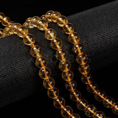 Natural Citrine Beads Strands G-E326-4mm-01-1