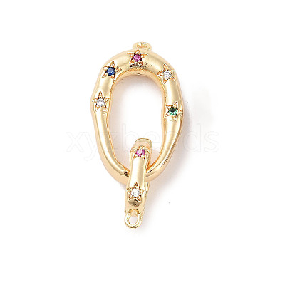 Brass Micro Pave Colorful Cubic Zirconia Interlocking Clasps KK-C051-50G-1