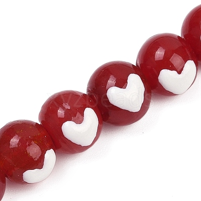 Round Handmade Lampwork Beads Strands LAMP-R004-01B-1