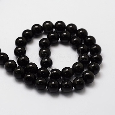 Natural Obsidian Beads Strands X-G-E329-8mm-37-1