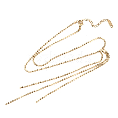 304 Stainless Steel Ball Chain Tassel Y Necklaces for Women LS-NJEW-Z104-01G-1