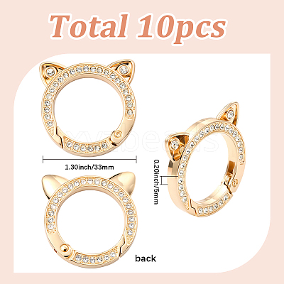 10Pcs Zinc Alloy Crystal Rhinestone Spring Gate Rings FIND-SC0019-51B-1