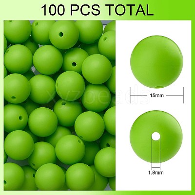 100Pcs Silicone Beads Round Rubber Bead 15MM Loose Spacer Beads for DIY Supplies Jewelry Keychain Making JX442A-1
