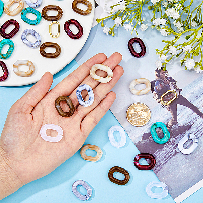 120Pcs 6 Colors Two Tone Acrylic Linking Rings OACR-FH0001-036-1