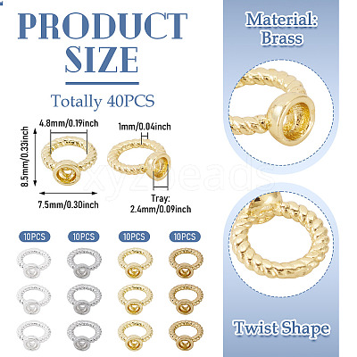 40Pcs 4 Colors Brass Ring Charm Connectors KK-TA0008-48-1