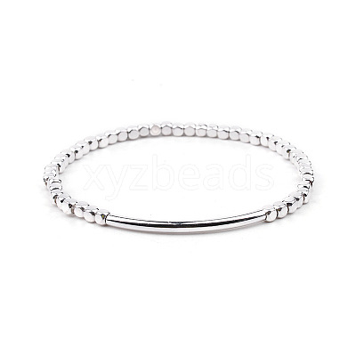 Gold-tone Miyuki Elastic Crystal Beaded Bracelet with Acrylic Tube Beads ST3134432-1