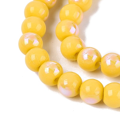 Electroplate Opaque Glass Beads Strands EGLA-Q132-6MM-01C-10-1