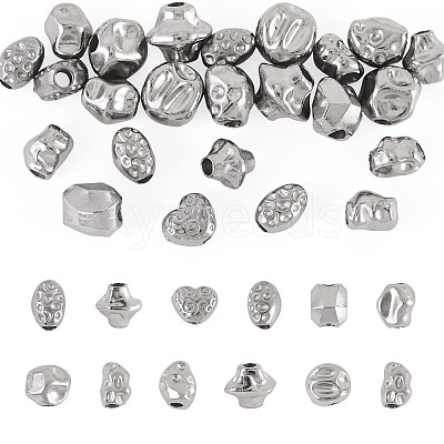 24Pcs 12 Styles Hammered 304 Stainless Steel Beads STAS-TA0006-52-1