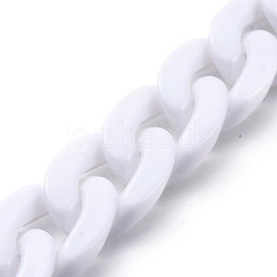 Handmade Opaque Acrylic Curb Chains AJEW-JB00564-11-1