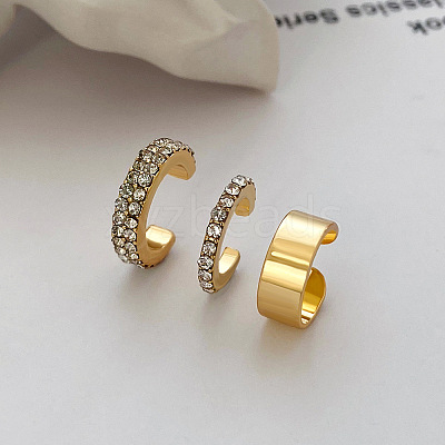 3 Pc Brass Micro Pave Clear Cubic Zirconia Cuff Earrings WH-WG8E2FE-01-1