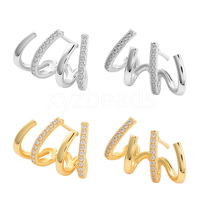 2Pairs 2 Colors Rack Plating Claw Brass Clip-on Earrings EJEW-GO0001-08-1