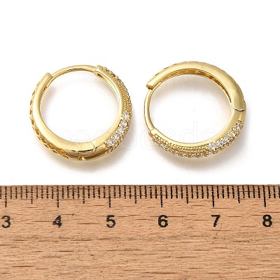 Rack Plating Brass Micro Pave Cubic Zirconia Hoop Earrings EJEW-H143-25G-01-1