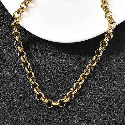 304 Stainless Steel Rolo Chain Necklaces with Spring Ring Clasps for Women NJEW-Z091-03G-1