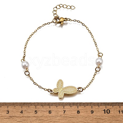304 Stainless Steel Butterfly Link Bracelets BJEW-C098-01D-G-1