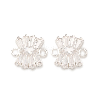 Brass Clear Glass Connector Charms KK-P228-72S-1