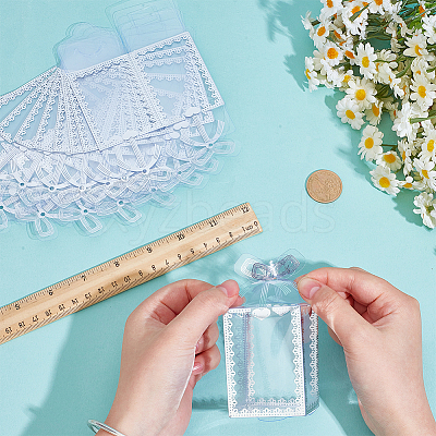 Folding Heart Print Transparent PVC Gift Packing Boxes CON-WH0085-192A-02-1