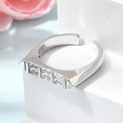 Brass Micro Pave Cubic Zirconia Cuff Open Rings for Women RJEW-L343-02P-06-1