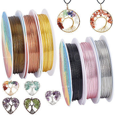 6 Rolls 6 Colors Round Copper Jewelry Wire CWIR-BBC0001-13-1