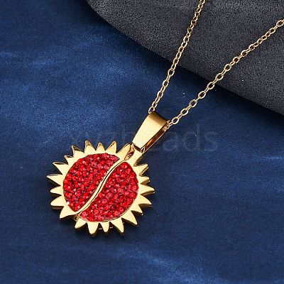 304 Stainless Steel Polymer Clay Rhinestones Sun Openable Pendant Necklaces for Women NJEW-Z065-10G-02-1