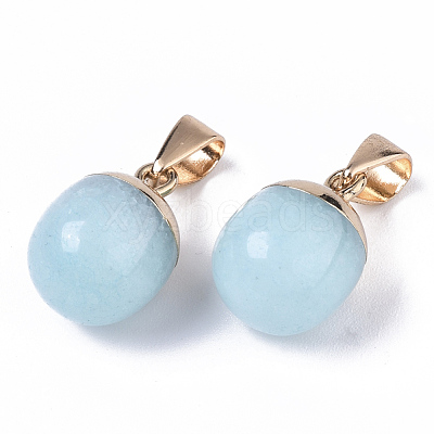 Top Golden Plated Natural White Jade Pendants X-G-T131-03P-1