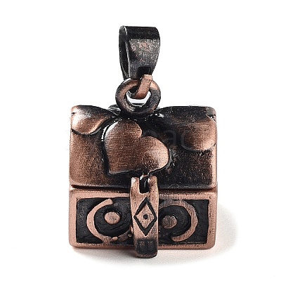 Carved Cuboid Rack Plating Brass Prayer Box Pendants LS-KK-L101-16R-NF-1