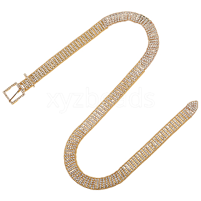 Alloy Full Crystal Rhinestone 5-Row Chain Belts AJEW-WH20019-49G-1