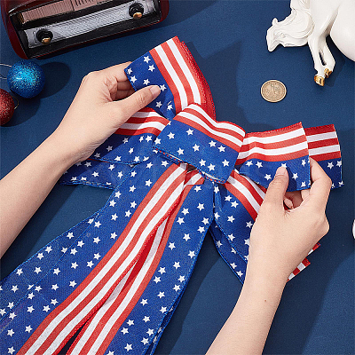 2Pcs 2 Styles Polyester Bowknots AJEW-AR0002-79-1