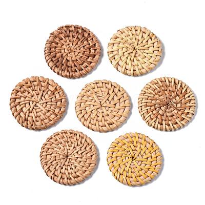Handmade Reed Cane/Rattan Woven Beads WOVE-Q075-04-1