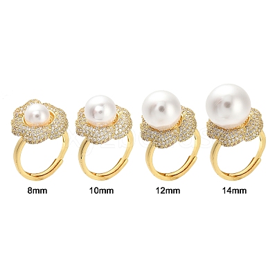 Flower Brass Micro Pave Cubic Zirconia Adjustable Ring Settings KK-K297-03G-1