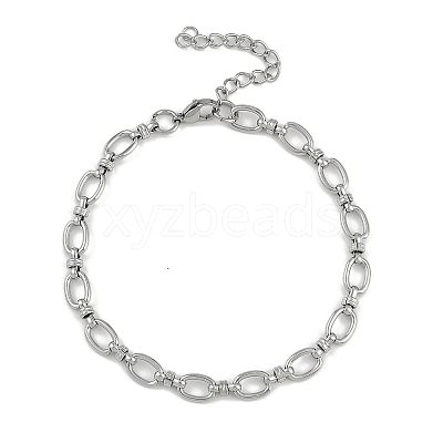 Anti-Tarnish 304 Stainless Steel Oval Link Chain Anklets AJEW-A057-06P-1