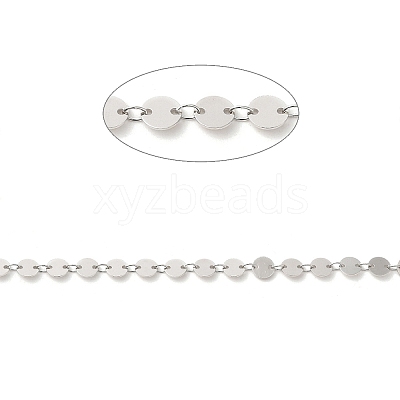 Anti-Tarnish Rhodium Plated 925 Sterling Silver Flat Round Link Chains STER-NH0001-27A-P-1