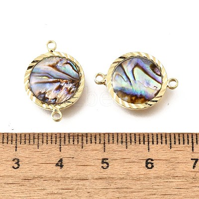 Brass Pave Natural Paua Shell Connector Charms KK-E794-01G-04-1