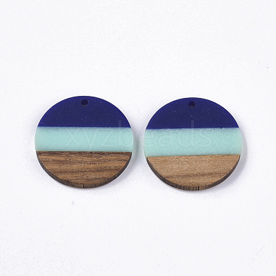 Tri-color Resin & Walnut Wood Pendants X-RESI-S358-78K-1