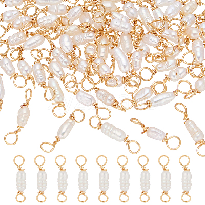 60Pcs Natural Cultured Freshwater Pearl Connector Charms PALLOY-ME00014-1