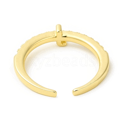 Clear Cubic Zirconia Initial Letter Open Cuff Ring RJEW-H120-09G-J-1