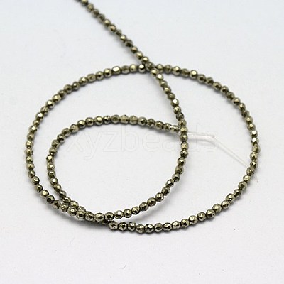 Natural Pyrite Beads Strands G-L031-2mm-03-1