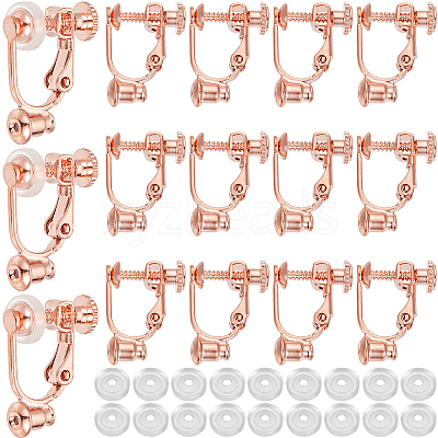 24Pcs Brass Screw On Clip-on Earring Findings KK-SP0001-20RG-1