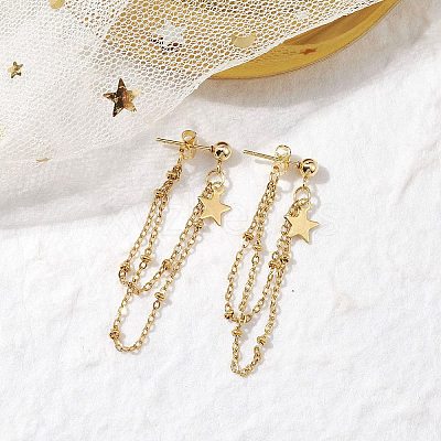 Golden 304 Stainless Steel Stud Earrings EJEW-JE05733-01-1