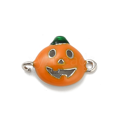 Halloween Brass Orange Enamel Connector Charms KK-F915-04B-P-1